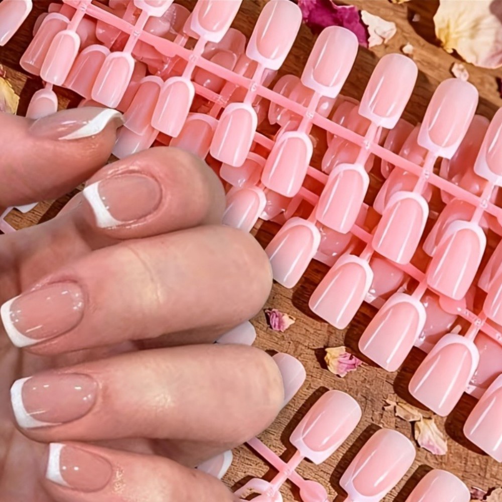 Nail Art French Nails - 120PCS Short Square French Tip Press