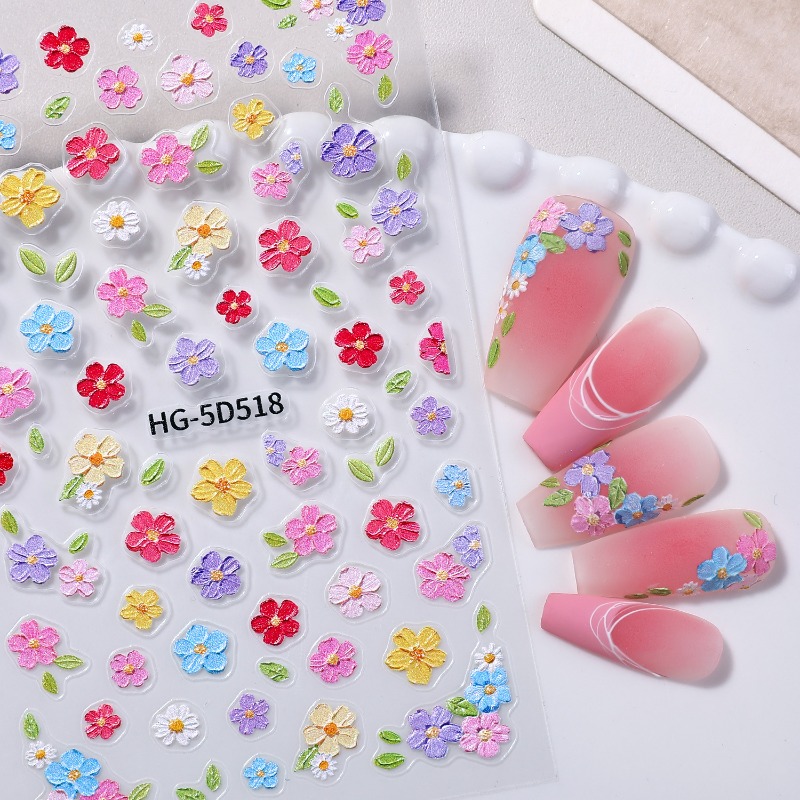 Nail Art Home Service - Colorful Petal Nail Decoration, 3D Flower