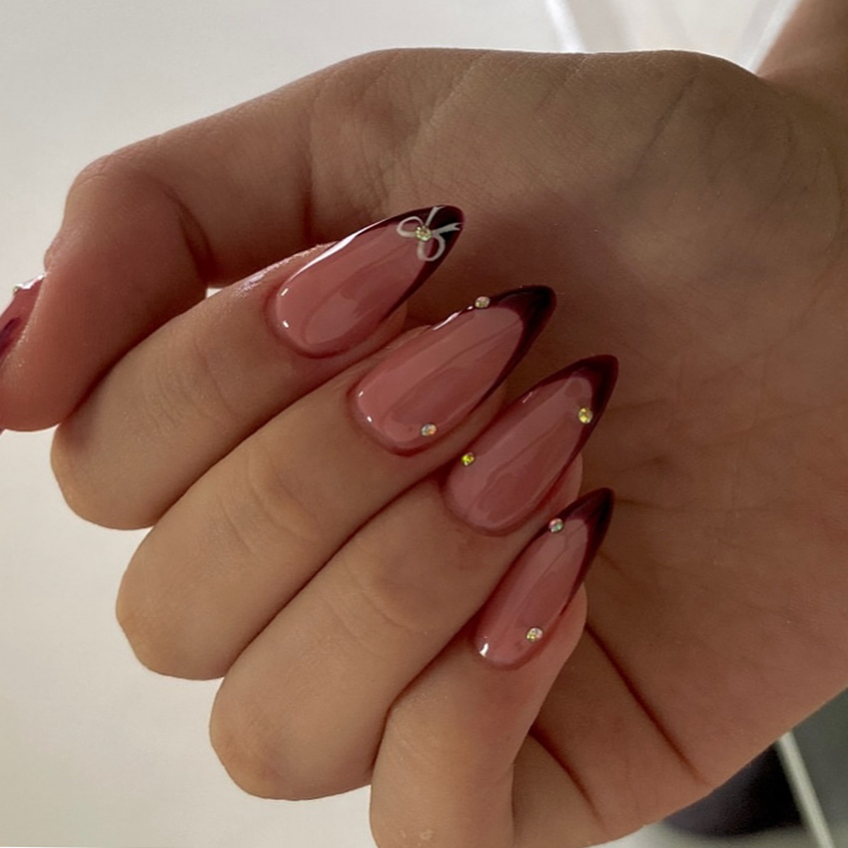 24Pcs Retro Wine Red French Al - Nail Art Simple review and price