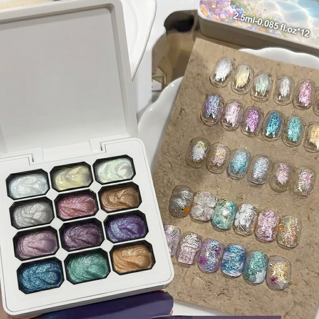 12 Colors Aurora Solid Nail Ge - Nail Art Chrome review and price