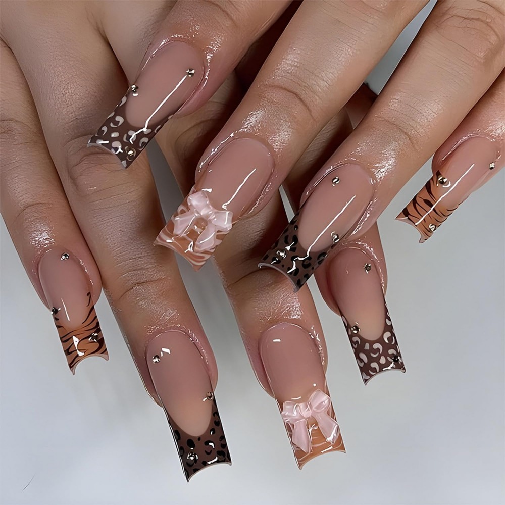 Leopard Print French Tip Full  - Nail Art French Nails review and price
