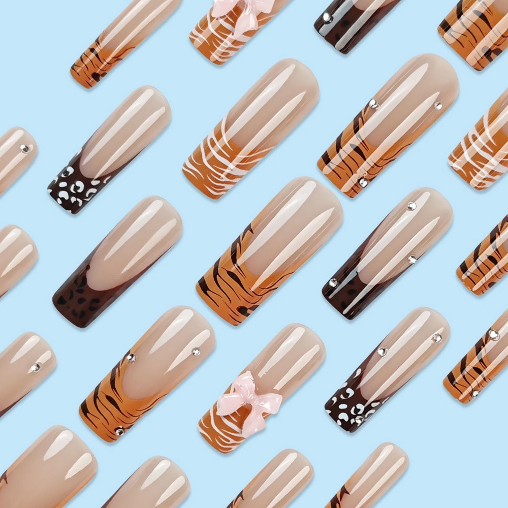 Leopard Print French Tip Full  - Nail Art French Nails review and price