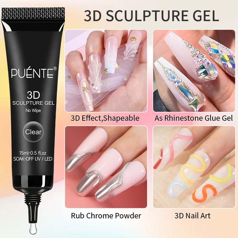 15ML Clear 3D No Wipe Sculptur - Nail Art Chrome review and price