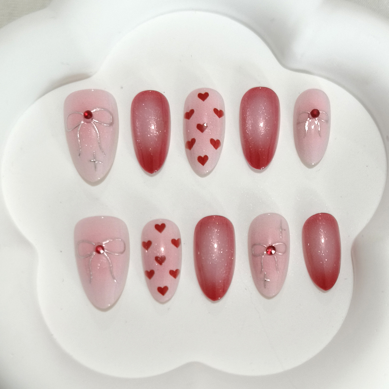 10Pcs Sweet Cute Heart-shaped  - Nail Art French Nails review and price