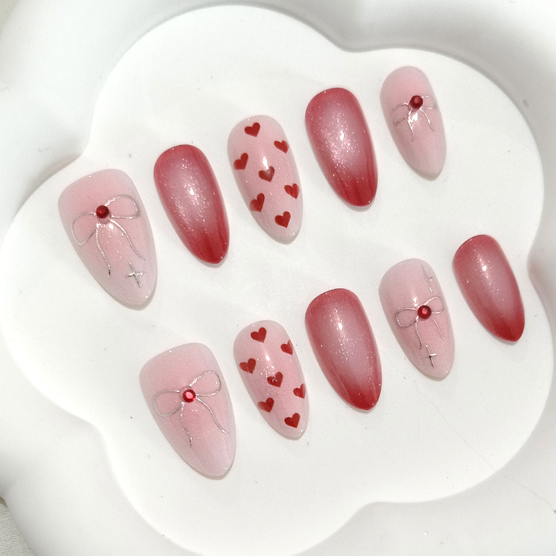 10Pcs Sweet Cute Heart-shaped  - Nail Art French Nails review and price