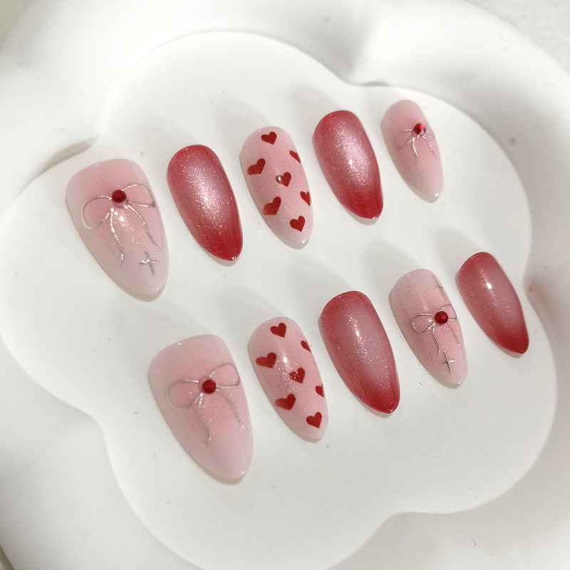 10Pcs Sweet Cute Heart-shaped  - Nail Art French Nails review and price
